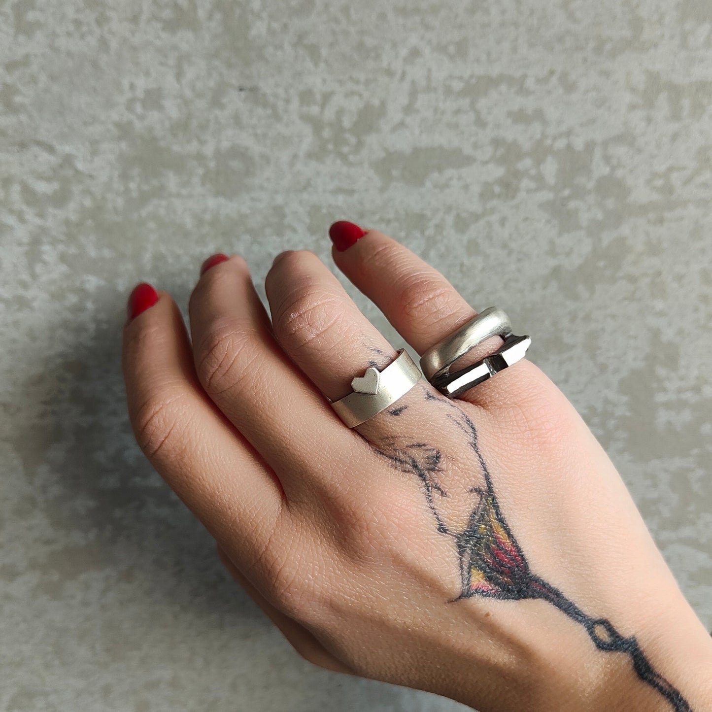 HEART STAMP SILVER RING