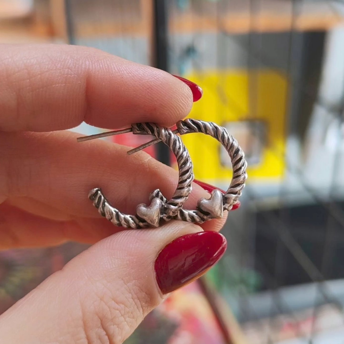 HEART HOOP SILVER EARRINGS