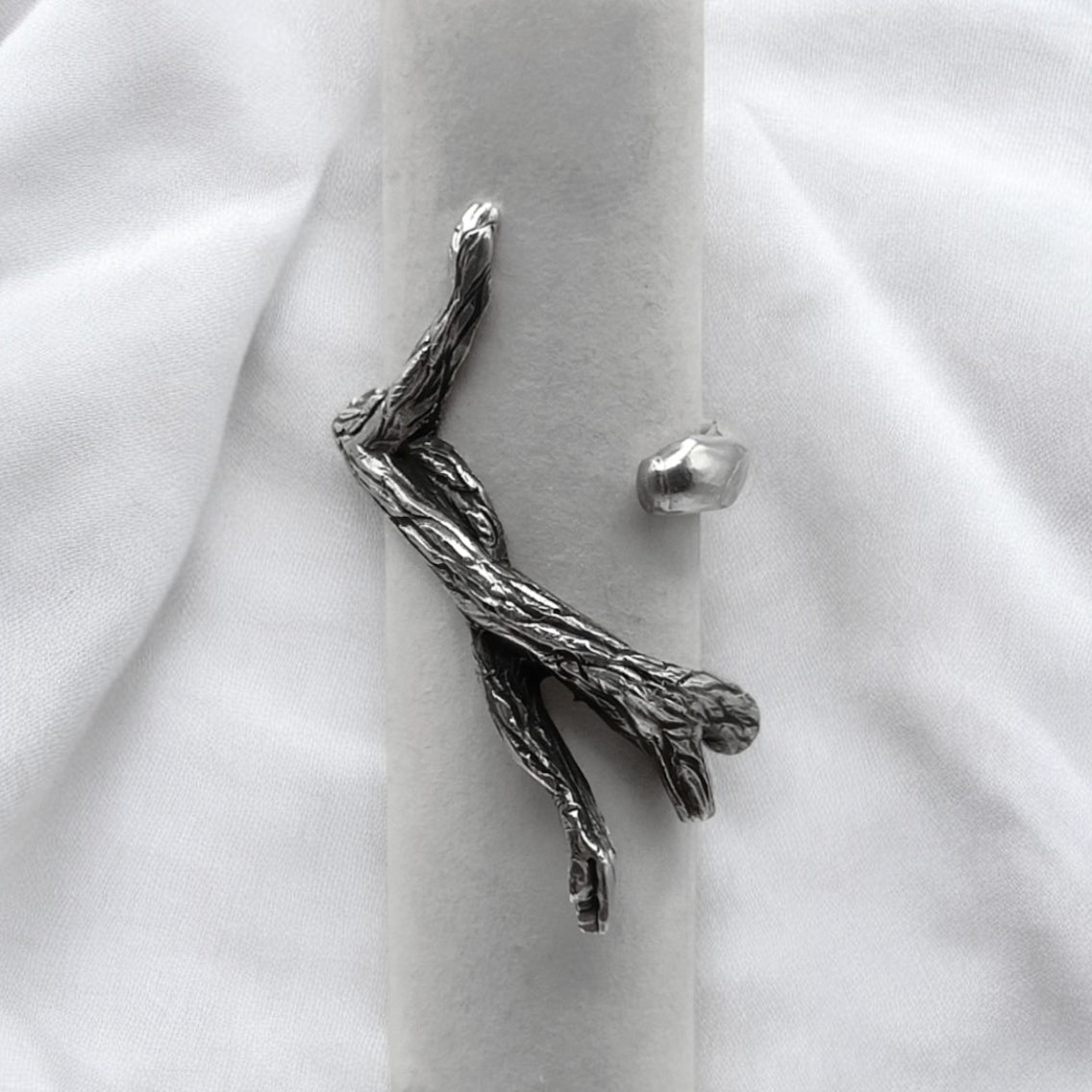 OLIVE WOOD SILVER RING IIII