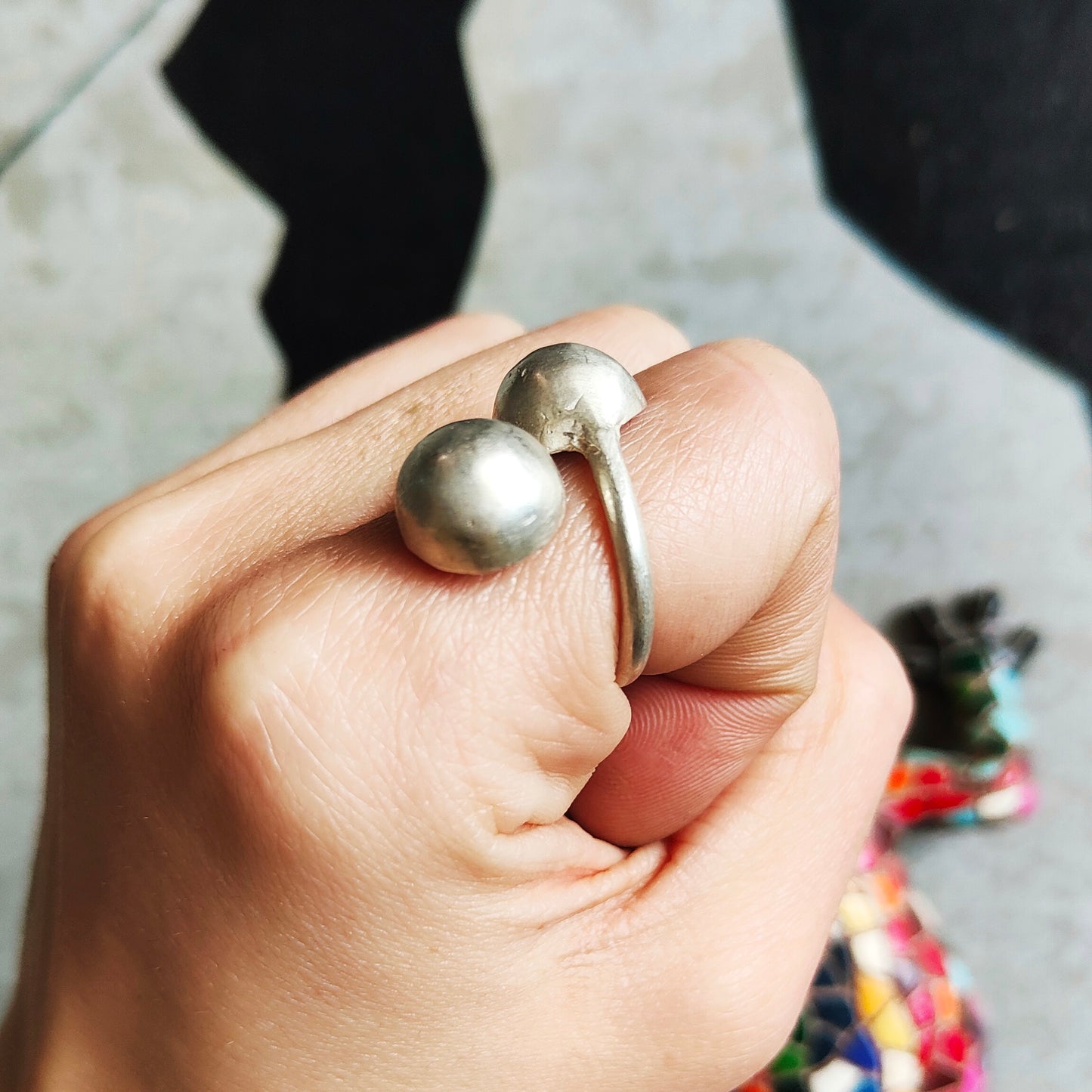 WRECKING BALL SILVER RING