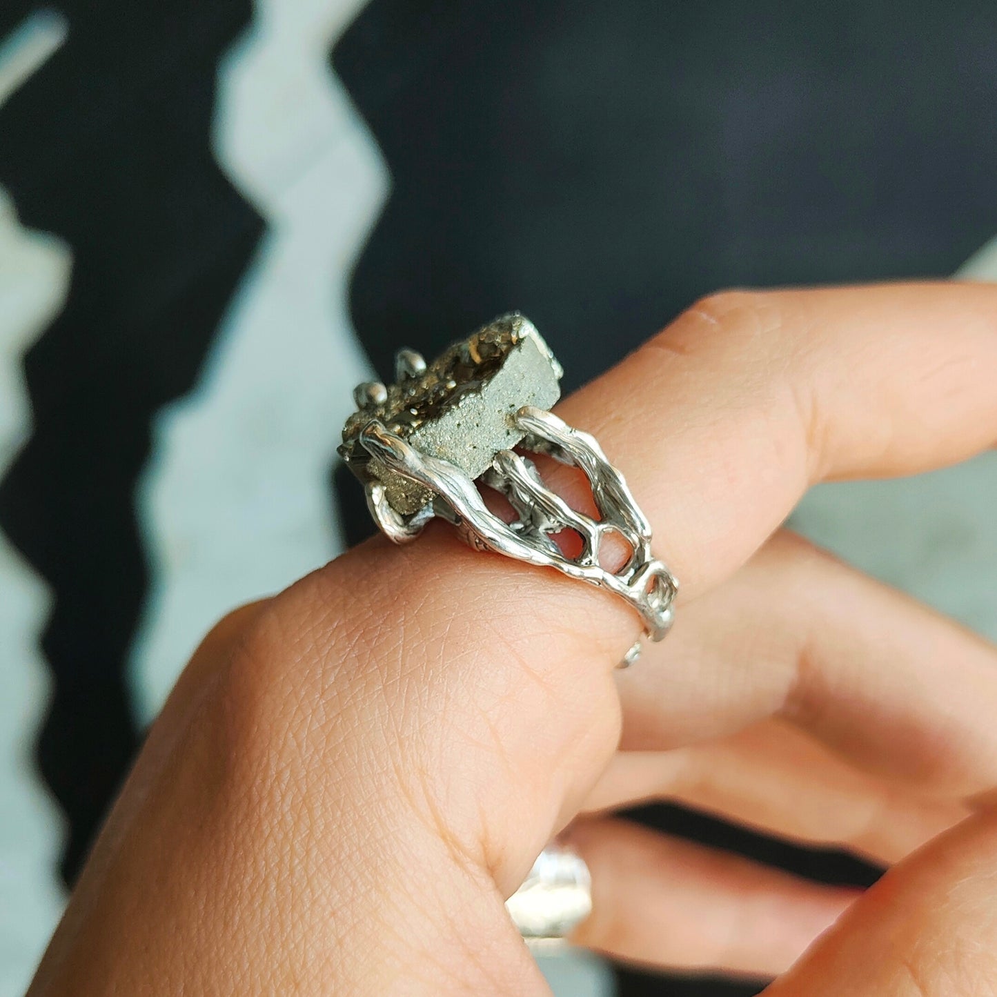 ONE-OFF PYRITE SILVER RING