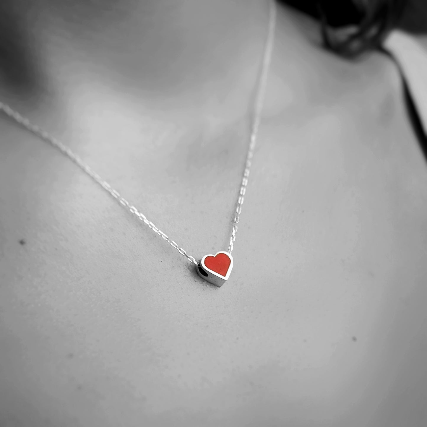 COLORED HEART SILVER NECKLACE