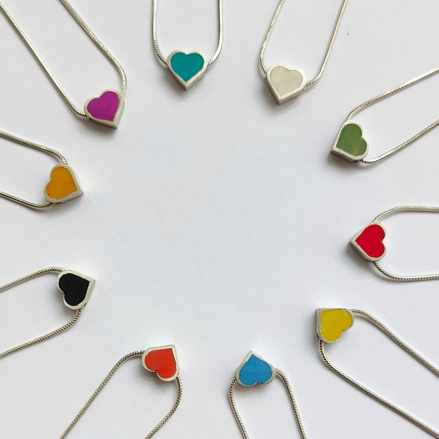 COLORED HEART SILVER NECKLACE
