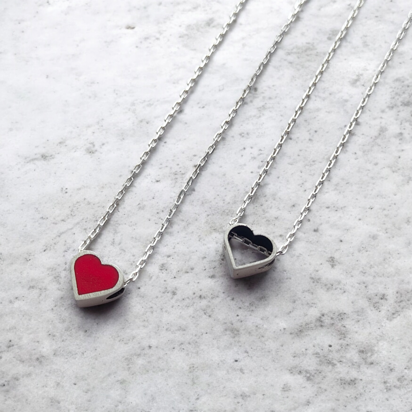COLORED HEART SILVER NECKLACE