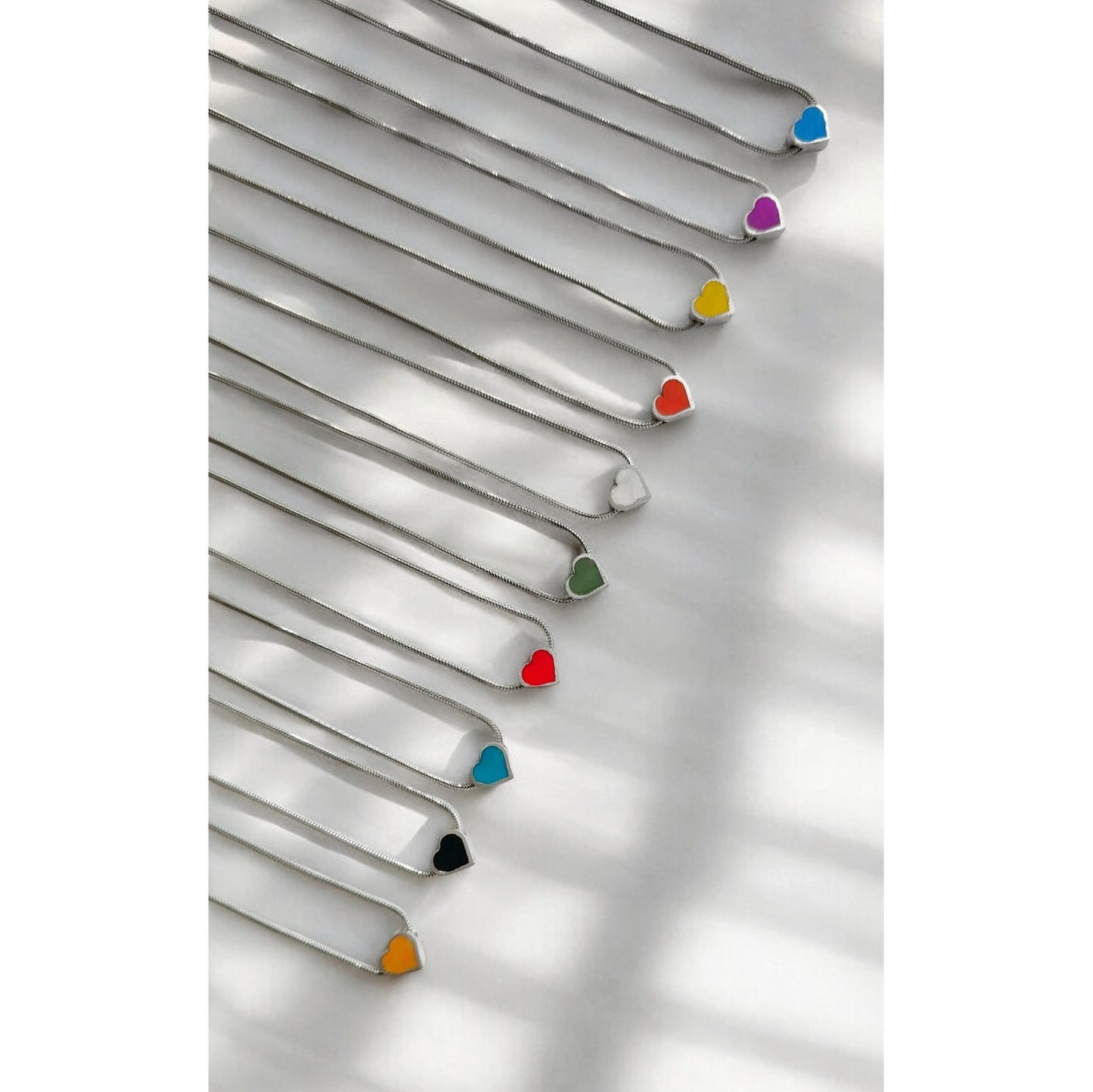COLORED HEART SILVER NECKLACE