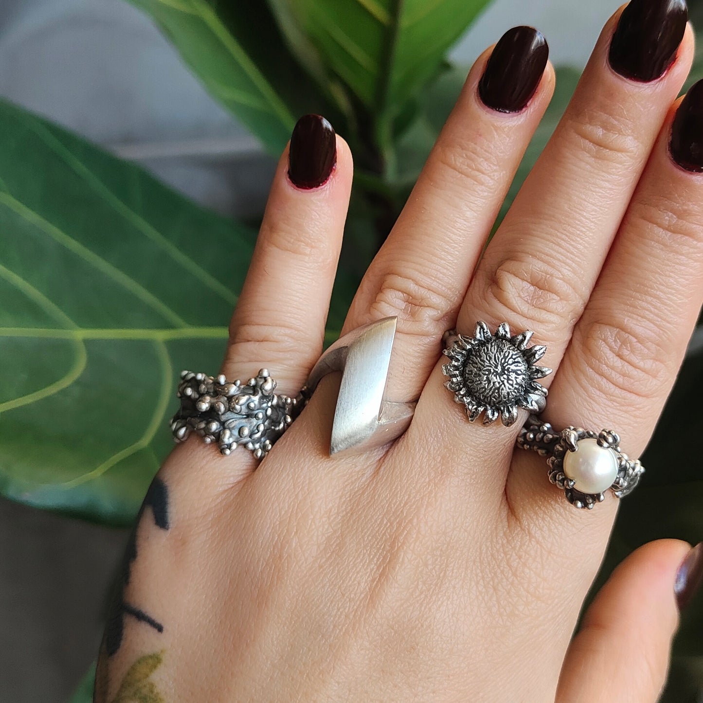 SUNFLOWER SILVER RING
