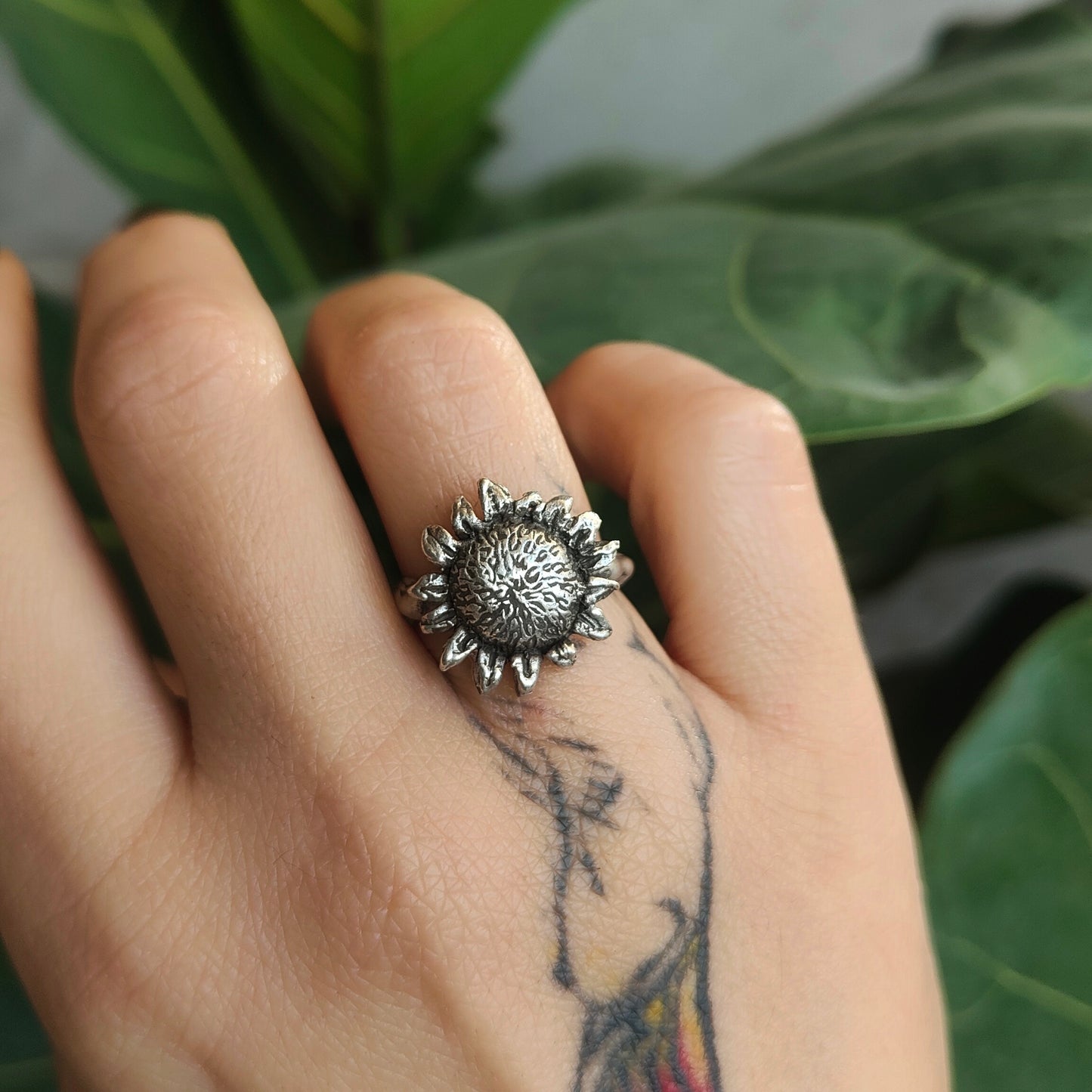 SUNFLOWER SILVER RING