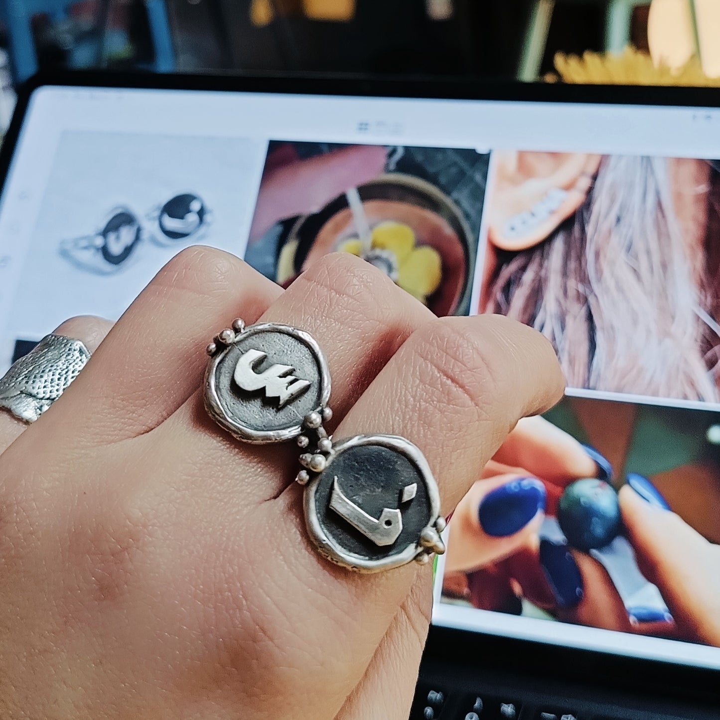 PERSONALIZED ARABIC LETTER SILVER RING