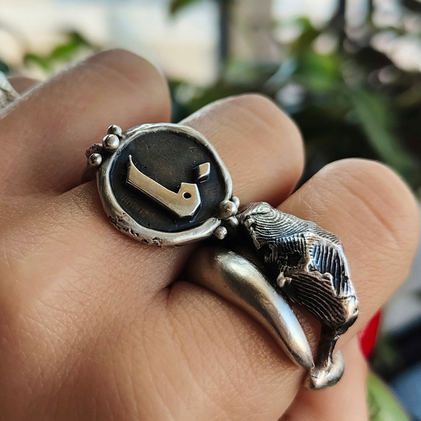 PERSONALIZED ARABIC LETTER SILVER RING
