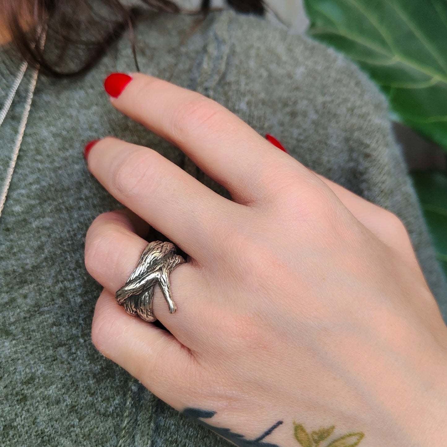 OLIVE WOOD SILVER RING III