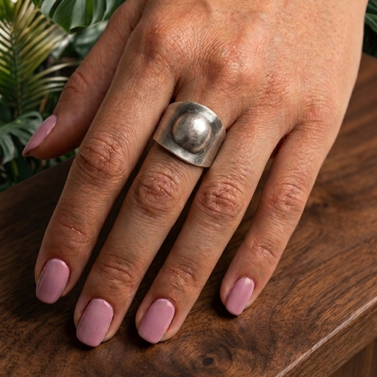 ONE-OFF SILVER PLATED RING 9