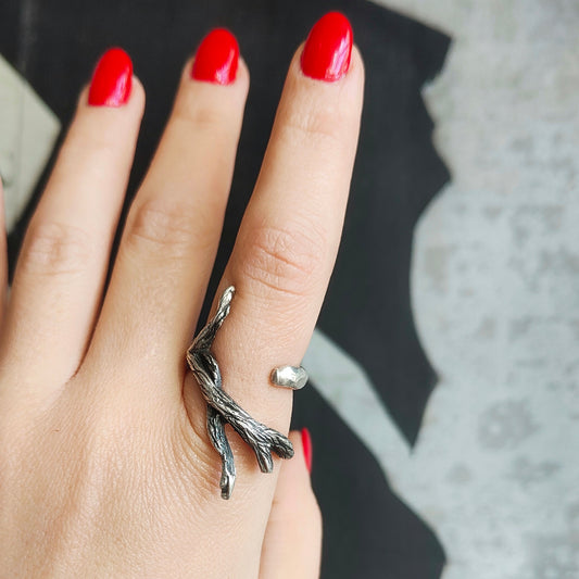 OLIVE WOOD SILVER RING IIII
