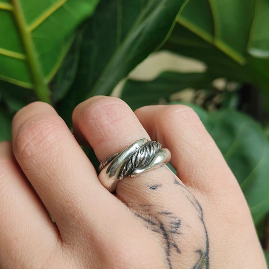 OLIVE WOOD SILVER RING IIIII