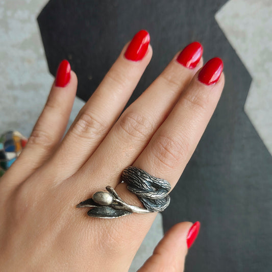 OLIVE SILVER RING