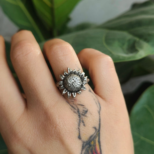 SUNFLOWER SILVER RING