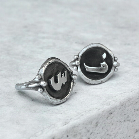 PERSONALIZED ARABIC LETTER SILVER RING