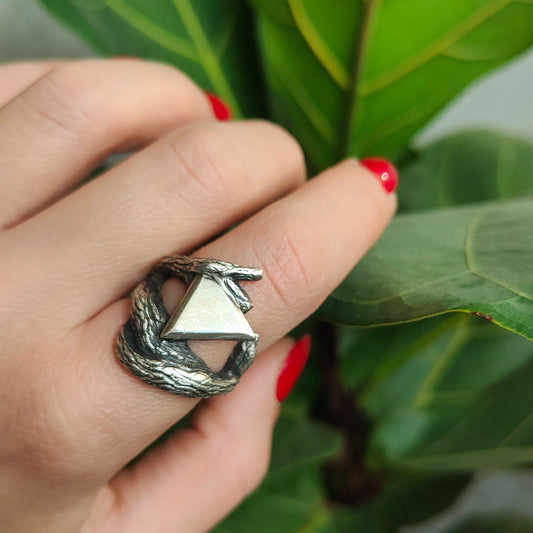 OLIVE WOOD SILVER RING IV