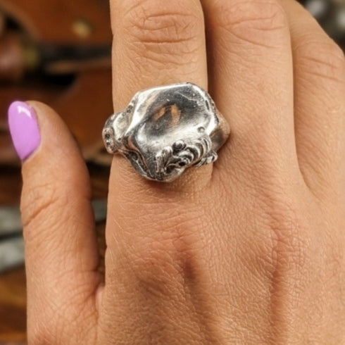 ONE-OFF SILVER PLATED RING 7