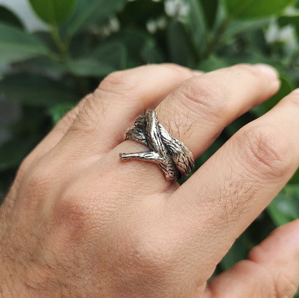 OLIVE WOOD SILVER RING III