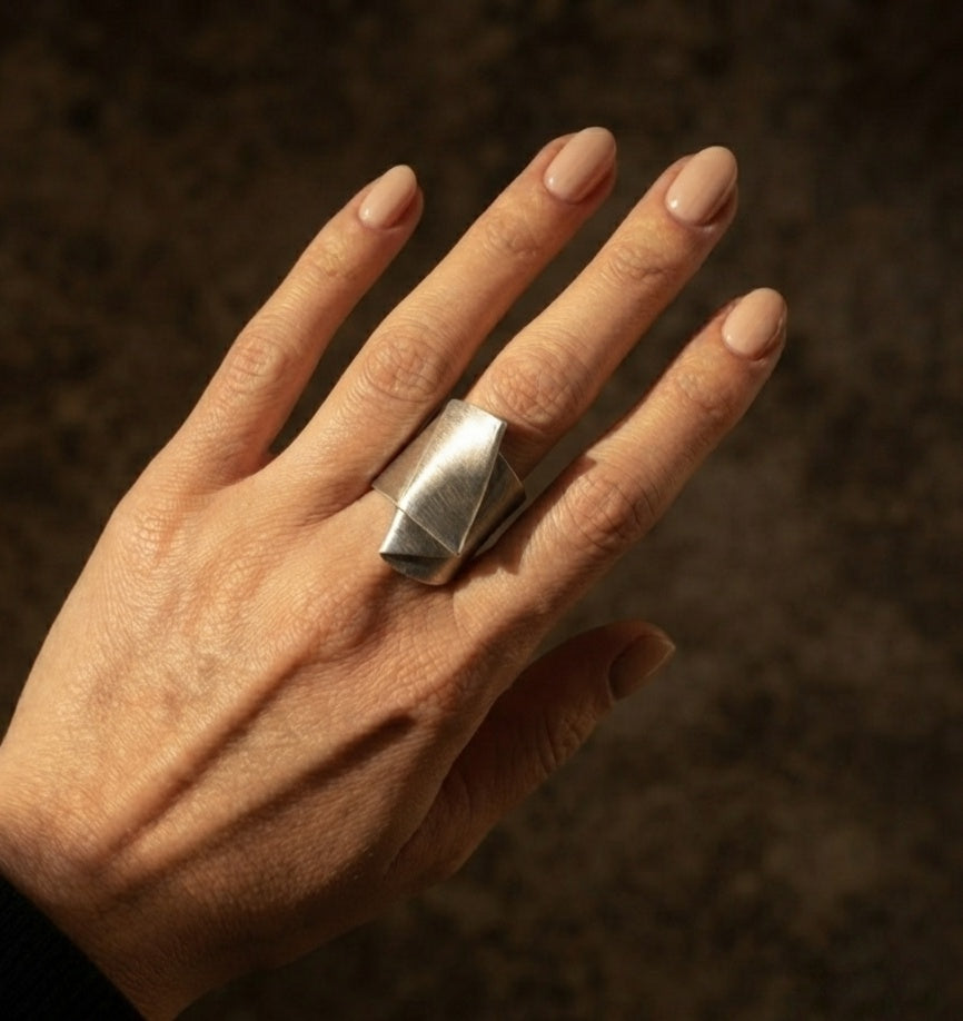 FOLDED SILVER RING