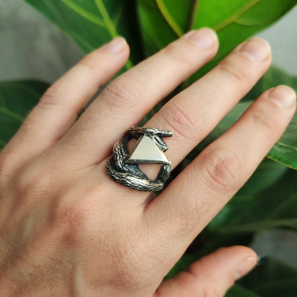 OLIVE WOOD SILVER RING IV
