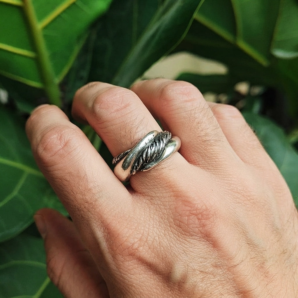 OLIVE WOOD SILVER RING IIIII