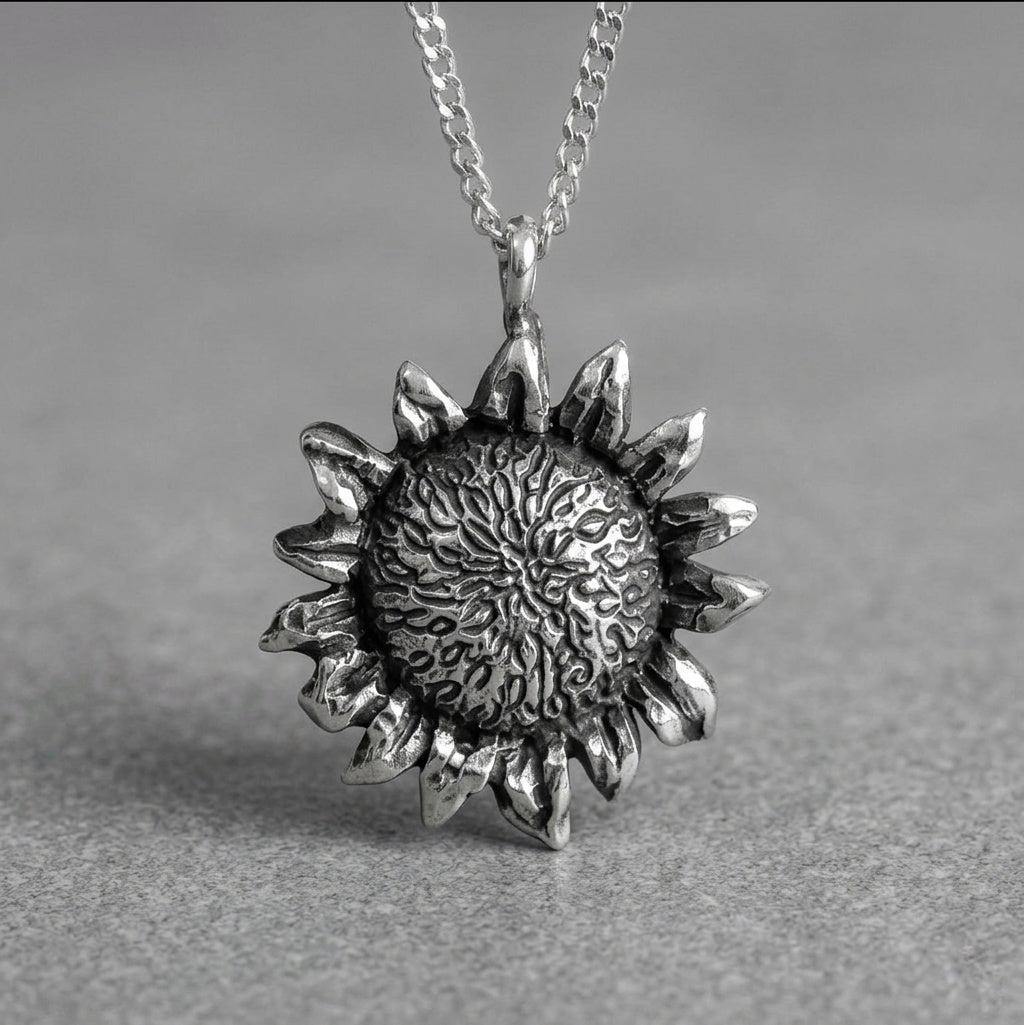 SUNFLOWER SILVER NECKLACE