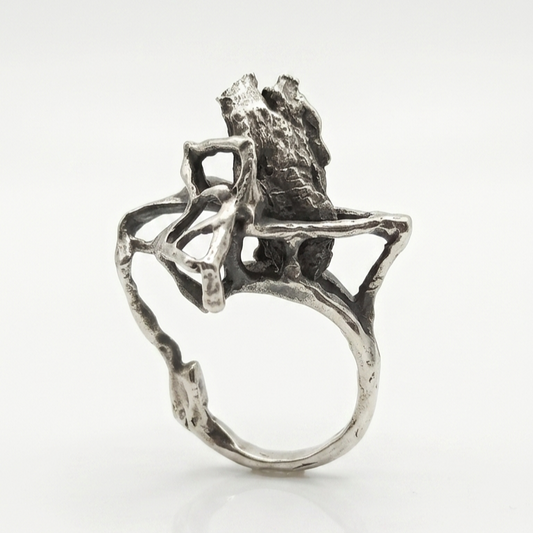 ONE-OFF SILVER PLATED RING 16